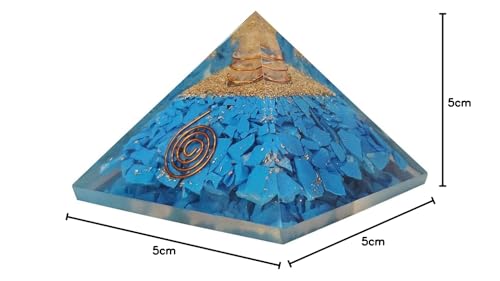 Image of Turquoise Crystal Pyramid (2 Inch) | Feng Shui & Vastu Correction | Crystal Pyramid for Positive Energy, Health, Good Luck | | Home & Office Decor | Gift |