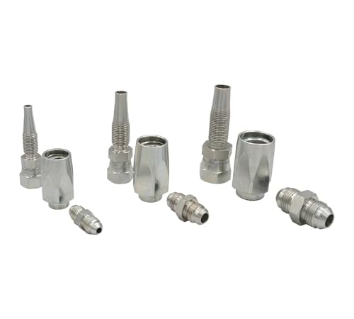 Image of Mytee Products 3Pcs Hydraulic Hose Field Repair Kits - 1 /4 inch, 3 /8 inch, 1 /2 inch Inner Diameter Steel Female JIC w /Adapter - Reusable Hydraulic Fittings for Wire Hydraulic Hose Compatible w / R2, R16, R17