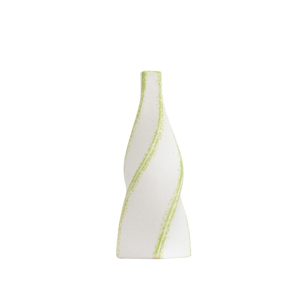 GFHTRELY Vase Geometric Spiral Narrow Mouth Ceramic Vase Light Luxury Simple Home Desktop Flower Arrangement Decorative Ornaments Flower Vases(C)