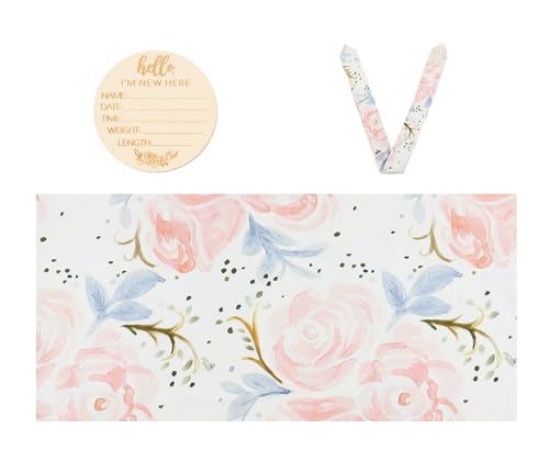 Image of Baby Receiving Swaddle Blanket and Headband Sets with a Name Card for Baby Girl (Pink)