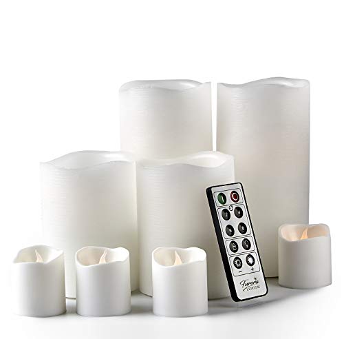 Image of FURORA LIGHTING White Real Wax LED Candles with Remote and Timer, 4 Pillar and 4 Votives Pack of 8, Flameless Flickering Candles for Home Decor, Battery Included