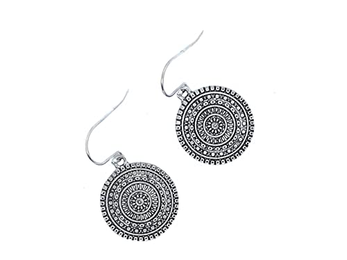 Medallions on Sterling Silver Earrings Bohemian Handmade