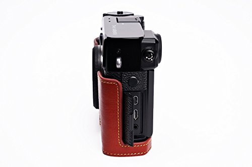 Handmade Genuine Real Leather Half Camera Case Bag Cover For Fujifilm X-Pro2 Brown Bottom Opening Version #TOP4