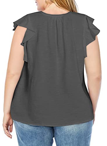 Eytino Women's Plus Size V-Neck Ruffle Blouse