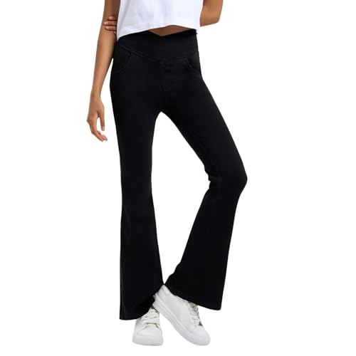 Flare Jeans for Women Crossover High Waisted Tummy Control Jeggins Slim Fit Curvy Bootcut Denim Leggings with Pockets