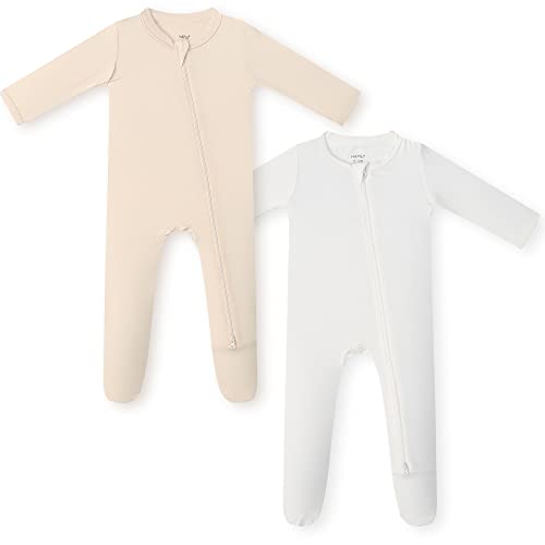 Image of HAPIU Rayon from Bamboo Baby Footed Pajamas, 2 Way Zipper YKK, Footie for Baby Boy Girls, Newborn-24 Months