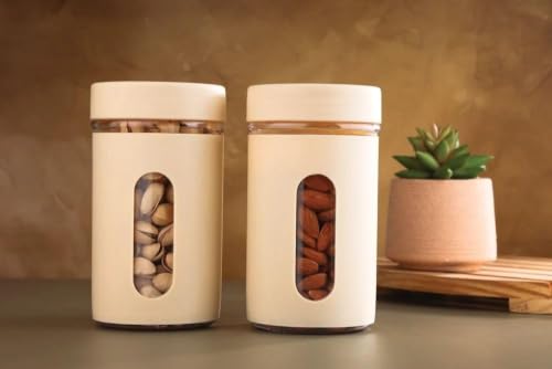 Image of SR (Set of 4) Oval Window Plastic Storage Container (1000ml) | Airtight Kitchen Storage Containers | Containers for Kitchen Storage with Window for Snacks, Dry Fruits, Tea & Coffee (Multicolor)