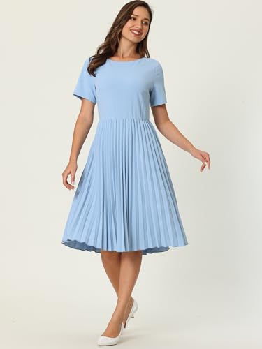 Women's Pleated Dresses Work Fit and Flare Midi Dress3