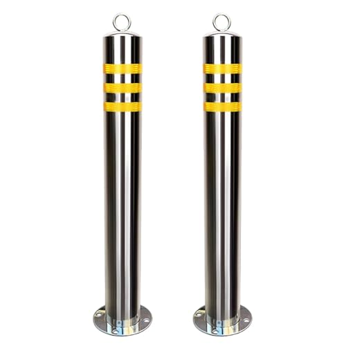 Poste de Bollard de Acero Reflectante Amarillo 23.6" 2 Unidades