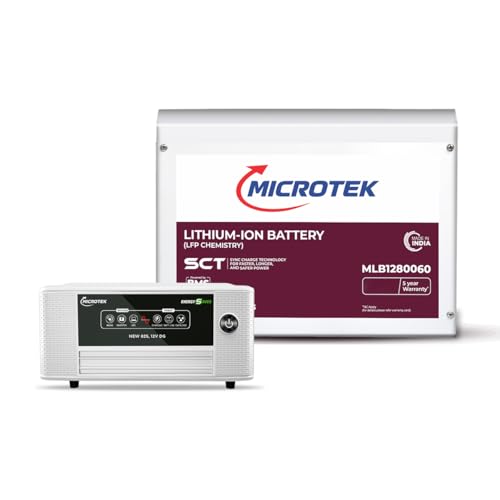 Image of Microtek Combo - Energy Saver NEW 1225 (12V) Digital Wave Inverter 1115VA /925W + 100Ah LiFePO4 Battery (12.8V) | Fast Charge | Long Life | Energy Saver Tech | Power Backup for Home & Office