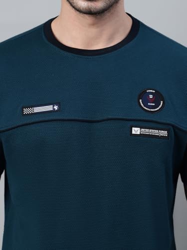 Image of Cantabil Poly Cotton Regular Fit Solid Round Neck Half Sleeve Casual T-Shirt for Men | Half Sleeves Round Neck T-Shirts for Men | Mens Round Neck T-Shirt (P MTSH00680)