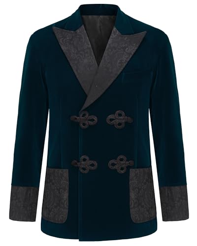 Men's Smoking Jacket Jacquard Peaked Lapel Double Breasted Stylish Blazers Coat Evening Party Wear