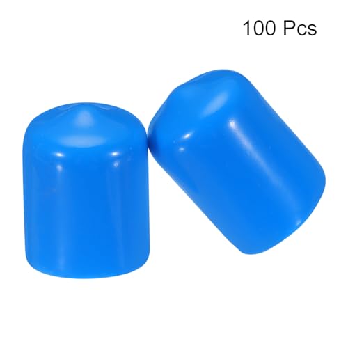 Image of MECCANIXITY 100pcs 16mm(5 /8 inch) Rubber End Caps Cover PVC Vinyl Screw Thread Protector Round Wire Shelf Caps for Screw Bolt Pipe Fence Post, Light Blue