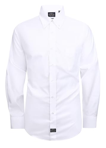 Eagle Men's Long Sleeve Oxford Button Down Shirt, White, Multiple Sizes, Regular Fit, Stretch Collar, Cotton2