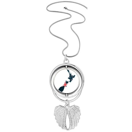 Collier ailes d'ange et carte du drapeau en pendentif pour femme et homme