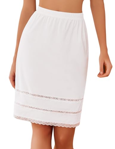 Image of Avidlove Half Slips for Women Underskirt Dress Extender Lace Trim Knee Length Short Skirt