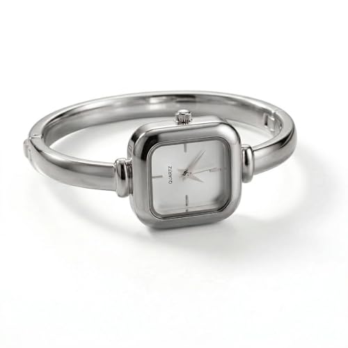 Image of WISEWALKER Women's Bangle Bracelet Watch Silver Dial Elegant Style Anlalog Ladies Wrist Watch