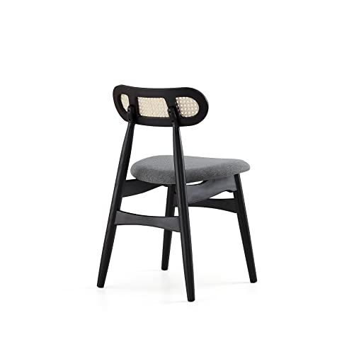 Manhattan Comfort Colbert Rattan Wicker Cane Side Outdoor Chair For Dining Room, Patio, Restaurant, Bistro, Cafe And Pub, Set Of 2, Black/Grey #TOP5
