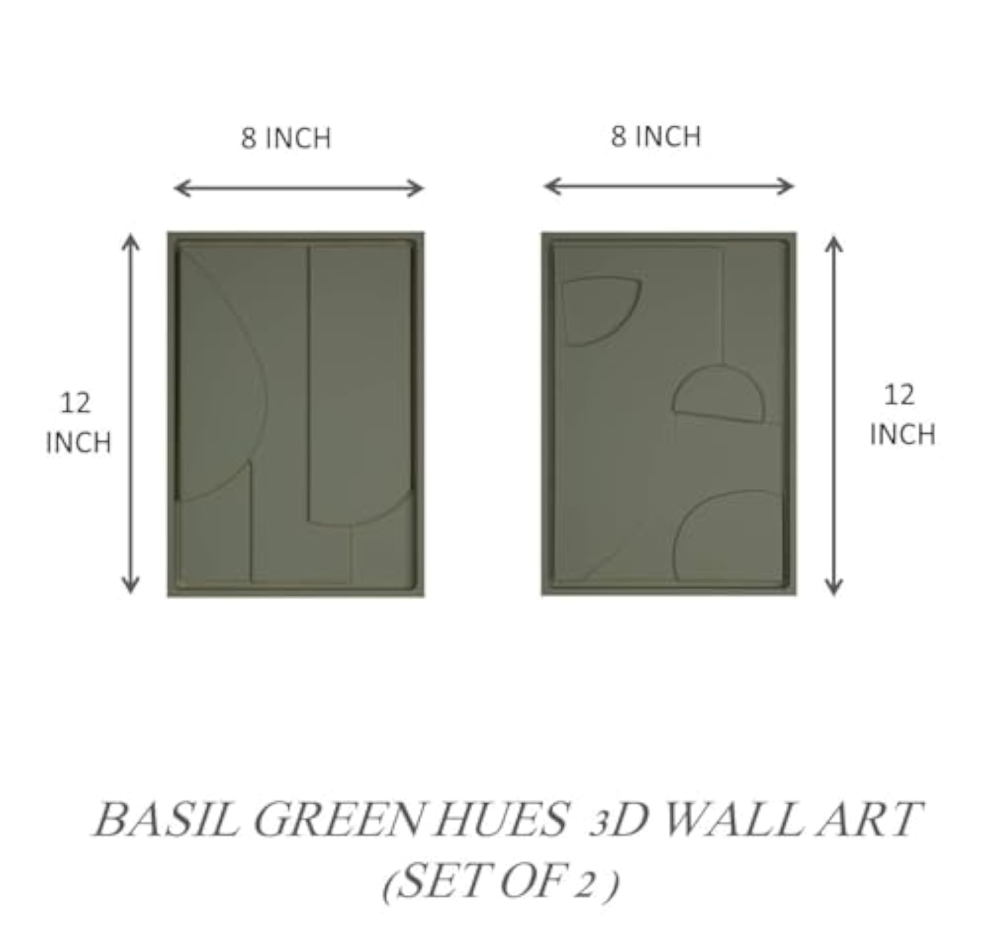 Basil Green Hues 3D Wall Art, Set of 2 Decorative Frames