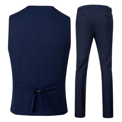 Men 2 Piece Suit,Mens Vest and Pants Set,V Neck Slim Fit Casual Suit Waistcoat2