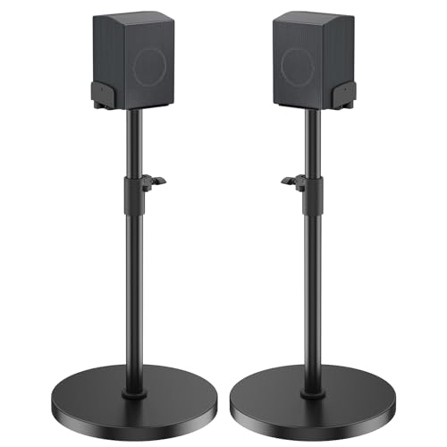 Speaker Stands Pair for Samsung HW-Q990H/Q990F/Q990D/Q930H/Q930F - Height Adjustable Extend 29 to 37.5 Dual Side Clamp Surround Speaker Stand for Samsung Rear Speaker Stands with Cable Management