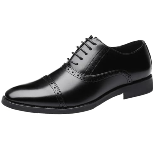 Men's Quarter Brogue Formal Oxford Shoes Waterproof Leather Evening Pointed Toe Classic Lace Up Prom Wedding Rubber Sole Slip Casual Shoe2