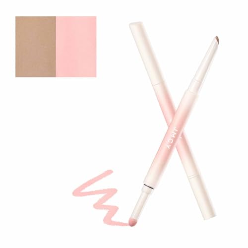 JMCY ?蚕ペン ダブルヘッド 多機能 アイメイクペンダブル重ね蚕筆 ハイライトぼかしブラシ 立体ママ生感 3D寝蚕化粧ステ(DSO2 ミルクコーヒー色+ほろ酔い粉)