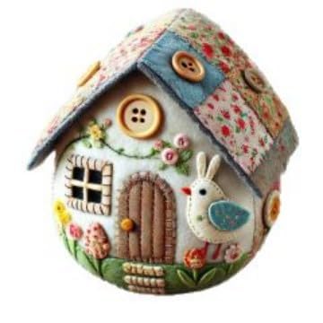 Pootelifys Patchwork Felt Egg House DIY Kit, Hand-Embroidered Felt Easter Egg Kit (with Material Pack),Home Easter Party Decoration Supplies (C)