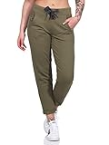 Elbsand Damen Jogginghose Brinja Sweat-Hose mit Taschen 70115 00 Olive Oil (851) XXL