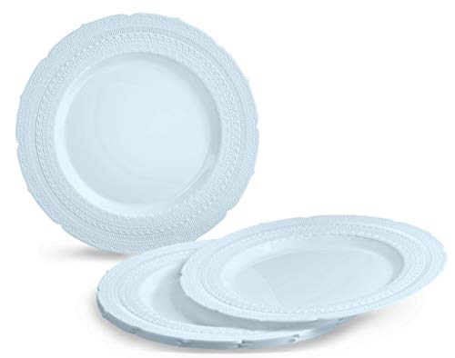 Platos desechables vintage Chateau en azul, pack 240 piezas miniatura 1