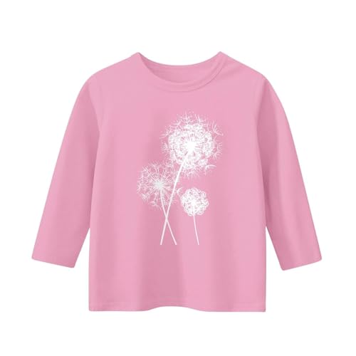 3/4 Length Sleeve Kids Girls Tops Fashion Pattern Pullover Casual Loose Fit Crewneck T Shirts Cute Solid Tunic Tops2