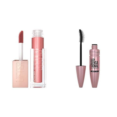 Maybelline New York Lifter Gloss Nemlendirici Dudak Parlatıcısı - 003 Moon + Maybelline New York Lash Sensational Yelpaze Etkili Siyah Maskara 1 Paket (1 x 9.5 ml)