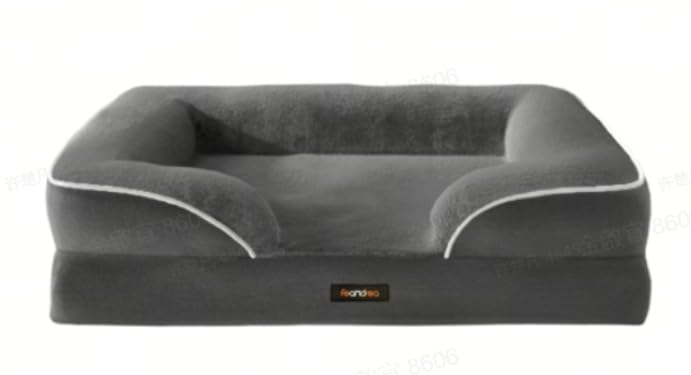 Feandrea PGW325GN01 Orthopaedic Dog Bed with Raised Edge, Convoluted Foam, Removable Cover, Washable, Non-Slip, Water-Repellent Lining, Slate Grey, 122 x 85 x 17 cm