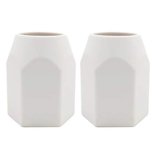 2 Piezas Portalápices de Silicona, Portalápices Geométrico para Suministros de Accesorios de Escritorio de Oficina - Blanco