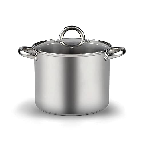 Cook N Home Stockpot with Lid, Basics Stainless Steel Soup Pot, 12-Quart