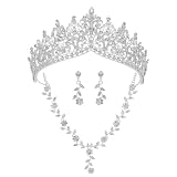 Kamirola Tiaras and Crowns for Women,3-pack Tiaras Earrings Necklace, Crystal Bridal Jewelry Set, Costume Party Halloween Prom Pageant Jewelry for Women (Silver)