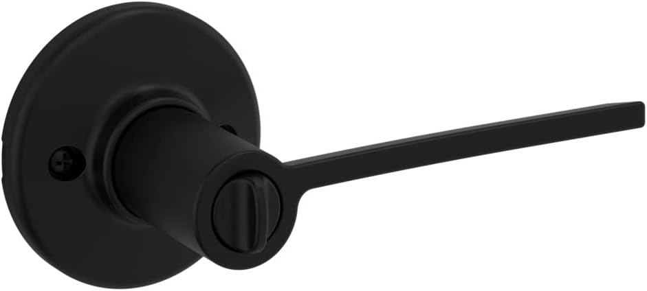 Kwikset Ladera Entry Door Handle with Lock and Key, Secure Keyed Reversible Lever Exterior, Doorlock, For Front Entrance and Bedrooms, Matte Black, Pick Resistant Smartkey Rekey Security
