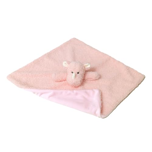 Image of Baby Pink Rhino Soft Stuffed Animal Security Blanket, Plush Rhino Character Lovey Blanket, Baby Shower /Nursery Gift, Newborn Infant Toddler Snuggle Blankie for Boys Girls, 14 Inches