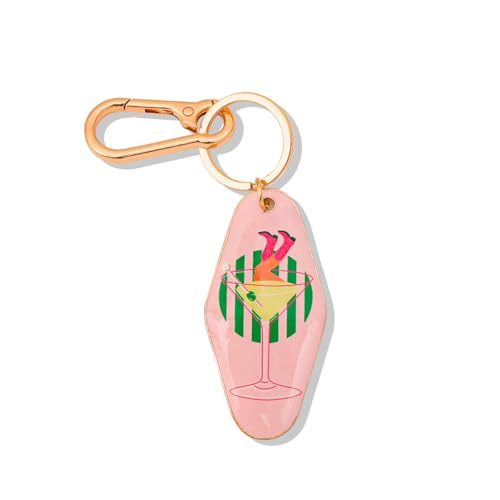 Vintage Martini Cocktail Keychain - Motel Retro Metal Bag Charm - 5.7 Inch Long Barware Gift