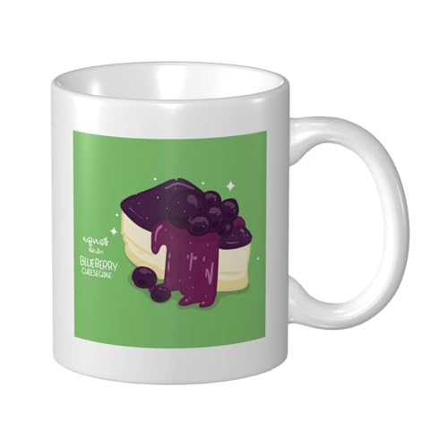 MCSVCH Blueberry Cake Coffee Mugs 11 Oz Novelty Tea Cup Double-Sided Print Mug With Handle For Office Home Ceramic Mugs Idea Gift