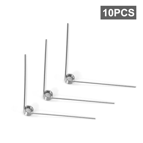 GUNGY 10 sztuk sprężyn skrętnych ze stali nierdzewnej, średnica drutu 0,4 mm, średnica wewnętrzna 2 mm, długość ramienia 20 mm, kąt 90°, 4 obroty proste 0,4 x 2 x 20 mm