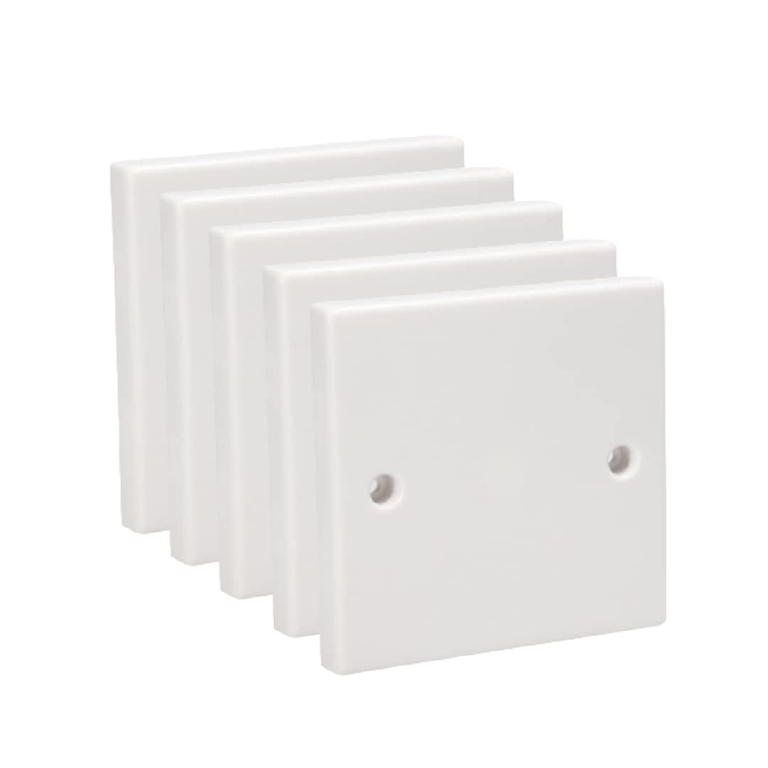 Axiom Ultimate Flat Single/Double Blank Blanking Plate Standard White Cover Plate Cover Plugs Socket Flush, White (Single (1 Gang), Pack of 5)