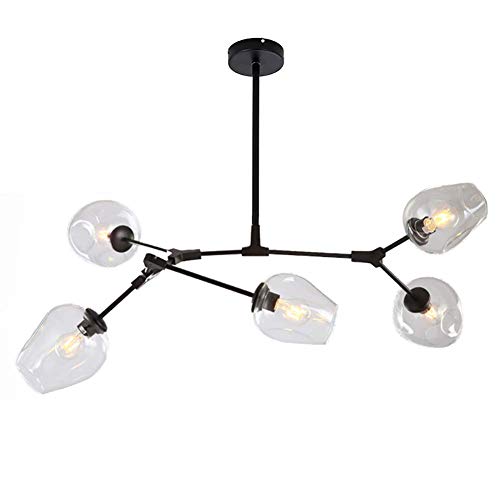 Suspension luminaire salon design Spoutnik avec globes noirs E26