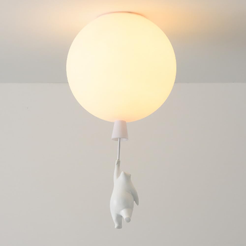 Lustre plafonnier ours et son ballon blanc pour illuminer les rêves de bébé