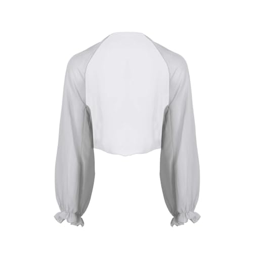 Freebily Dam Bolero Elegant Ceremoni Chiffong Mjuk Långärmad Puff Lätt Axelskydd Bröllop Brud Kofta Brudtärna Kostym Täcker, Ljusgrå, one size