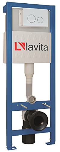 Domino Lavita WC Vorwandelement für Hänge-Toilette inkl. Drückerplatte (OW) Weiss 112-128 cm