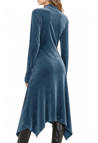 Image of Jayscreate Women's 2023 Long Sleeve Sweater Dress Fall Winter Midi Tie Front Knit High Waist Business Casual Dress