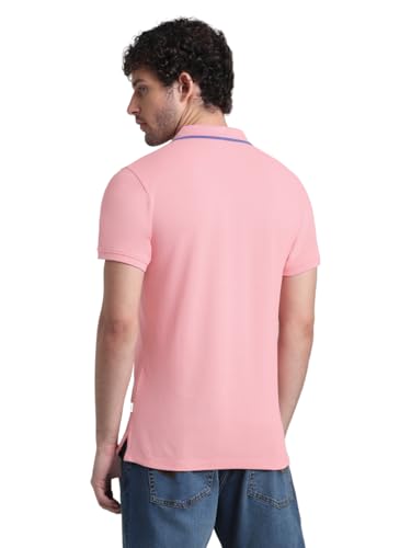 Image of Jack & Jones Men Solid Polo Collar Cotton Slim Fit T-Shirt