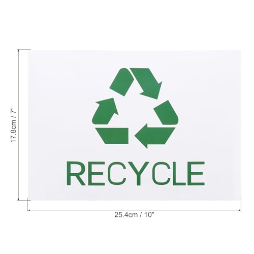 Image of PATIKIL Recycle Sticker 10 inch x7 inch, 2 Pcs Recycle Sign Decal Symbols Sticker Recycling Label for Trash Can Waste Management in Kitchens, Offices, Public Spaces, Green White