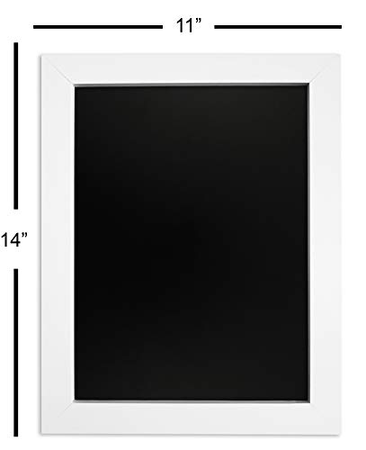 Loddie Doddie Magnetic Chalkboard - 11 x 14 with White Frame for Kitchen Wall Decor - Easy-to-Erase Blackboard, Hanging Magnet Board - Chalk Board